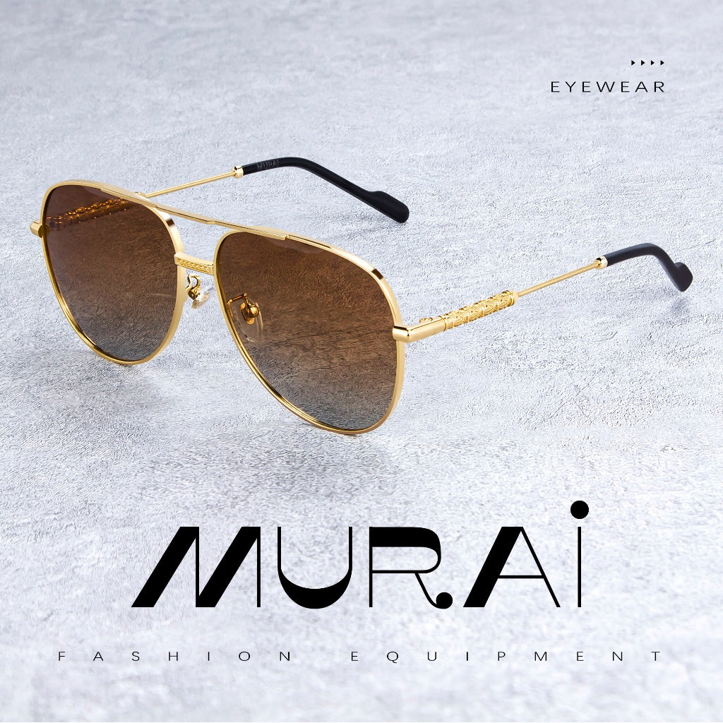 MURAI Merek Jepang Kacamata Hitam Pria Wanita Aviation HD Polarized Anti Silau Cahaya Matahari Aviators Kacamata Hitam Pria Wanita Terbaru – Fashion Mewah MR7602 - 1 Grey