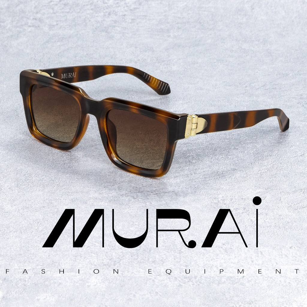 MURAI Merek Jepang Kacamata Hitam Rectangular Polarized SQUARE FRAME Sunglasses Unisex Retro Pilot Shades Driving Protection 3490 - 4