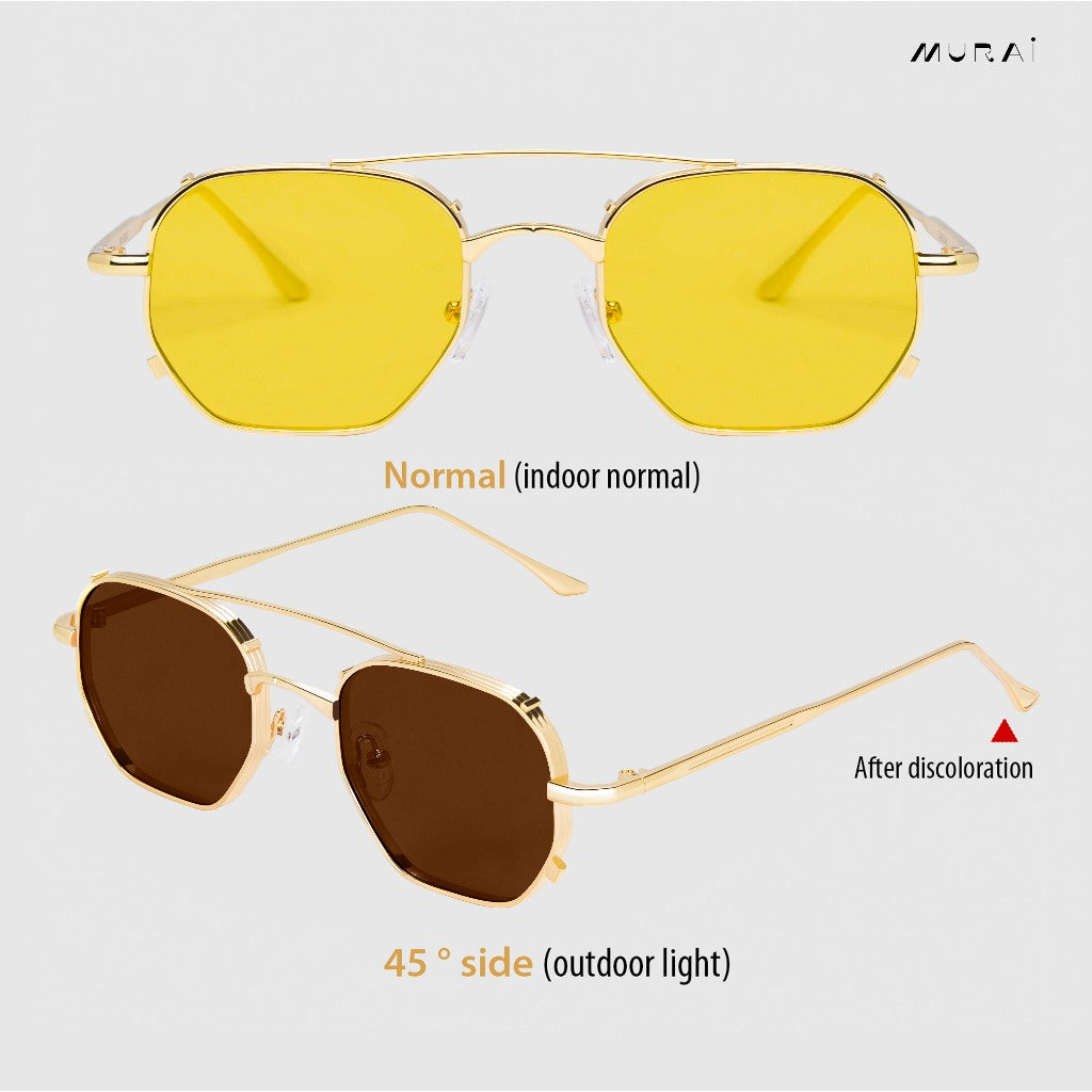 MURAI Merek Jepang Kacamata Hitam Sunglasses Wanita Terbaru Kacamata Ringan Nyaman Seharian Photochromic sunglasses Polarized Anti Silau Fashion Pria Wanita Unisex Metal frame Terbaru – Fashion Mewah 2287 - 3 Pink( photochromic)