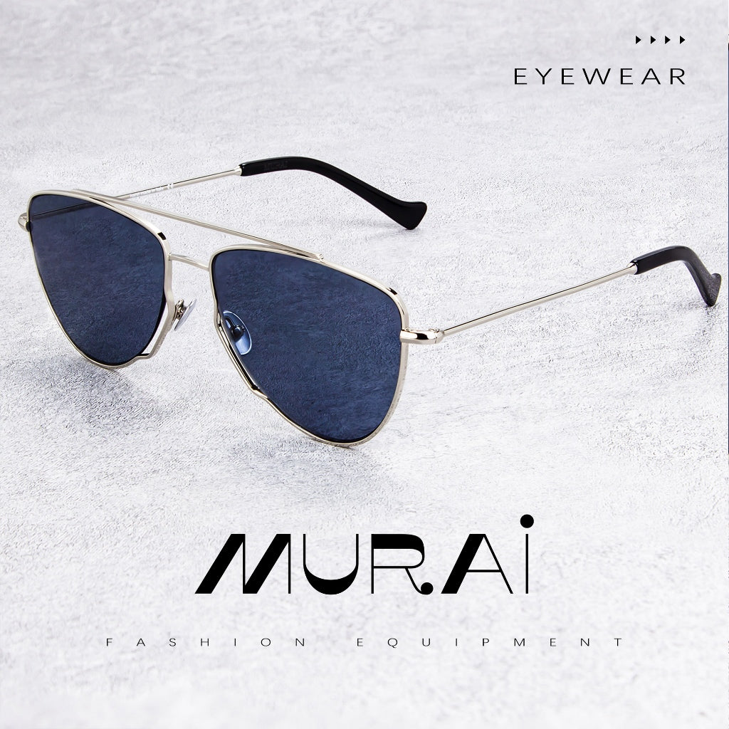 MURAI Merek Jepang Kacamata Hitam Wanita Terbaru – Fashion Mewah Aviation HD Polarized Anti Silau Cahaya Matahar Polarized Anti Silau Fashion Wanita Unisex MR7607 - 1 Gold - Orange lenses