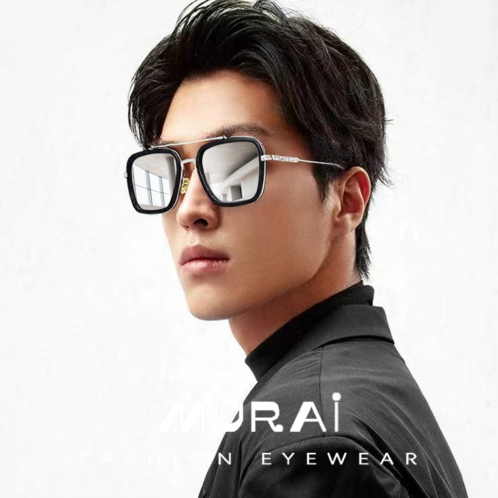 MURAI Merek Jepang Kacamata Hitam Polarized Anti Silau Fashion Pria Wanita UnisexUnisex Pria anti radiasi high quality material Square Fram Sunglasses Kacamata Hitam Pria Terbaru – Fashion Mewah 3501 - 3 Silver