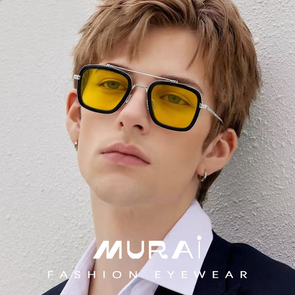 MURAI Merek Jepang Kacamata Hitam Photochromic sunglasses Polarized Anti Silau Fashion Pria Wanita UnisexUnisex Pria anti radiasi high quality material Square Fram Sunglasses Kacamata Hitam Pria Terbaru – Fashion Mewah 3501 - 5 Yellow photochromic