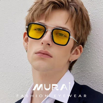 MURAI Merek Jepang Kacamata Hitam Photochromic sunglasses Polarized Anti Silau Fashion Pria Wanita UnisexUnisex Pria anti radiasi high quality material Square Fram Sunglasses Kacamata Hitam Pria Terbaru – Fashion Mewah 3501 - 5 Yellow photochromic