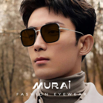 MURAI Merek Jepang Kacamata Hitam Photochromic sunglasses Polarized Anti Silau Fashion Pria Wanita UnisexUnisex Pria anti radiasi high quality material Square Fram Sunglasses Kacamata Hitam Pria Terbaru – Fashion Mewah 3501 - 5 Yellow photochromic