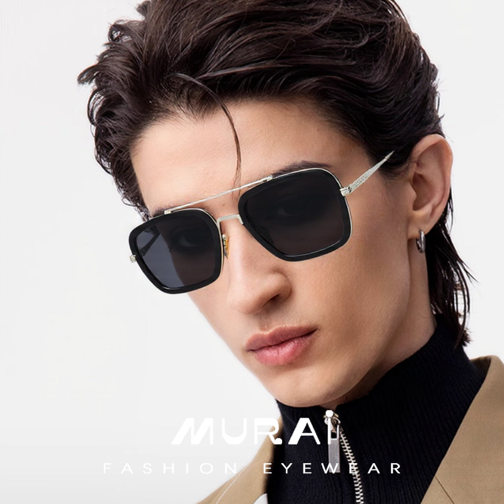 MURAI Merek Jepang Kacamata Hitam Polarized Anti Silau Fashion Pria Wanita UnisexUnisex Pria anti radiasi high quality material Square Fram Sunglasses Kacamata Hitam Pria Terbaru – Fashion Mewah 3501 - 1 Black