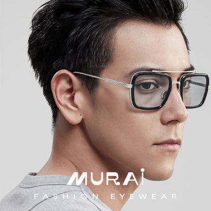 MURAI Merek Jepang Kacamata Hitam Photochromic sunglasses Polarized Anti Silau Fashion Pria Wanita UnisexUnisex Pria anti radiasi high quality material Square Fram Sunglasses Kacamata Hitam Pria Terbaru – Fashion Mewah 3501 - 4 gray(photochromic)