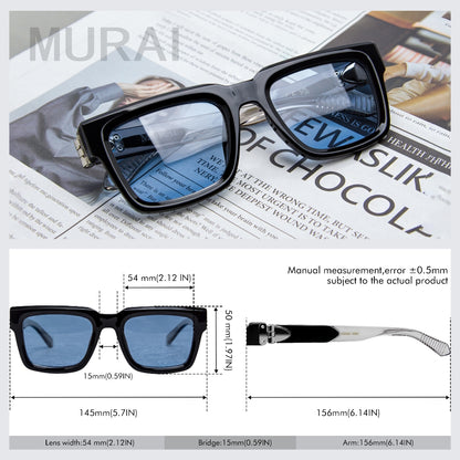 MURAI Merek Jepang Kacamata Hitam Rectangular Polarized SQUARE FRAME Sunglasses Unisex Retro Pilot Shades Driving Protection 3490 - 3