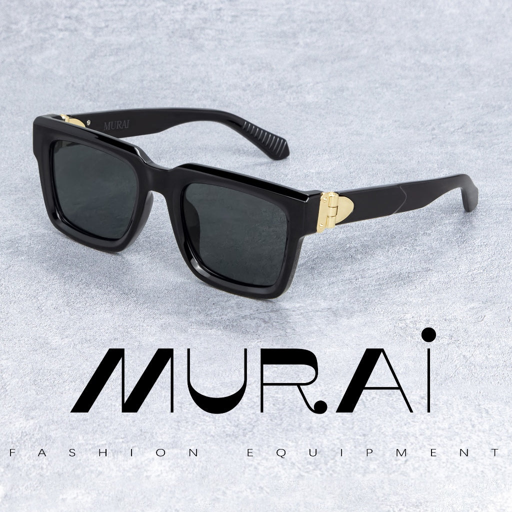 MURAI Merek Jepang Kacamata Hitam Rectangular Polarized SQUARE FRAME Sunglasses Unisex Retro Pilot Shades Driving Protection 3490 - 4