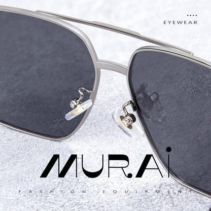 MURAI Merek Jepang Kacamata Hitam Aviator Sunglasses Unisex Polarized Driving Classic Shades - Protection with Accessories MR7601 - 1 Gunmetal Frame