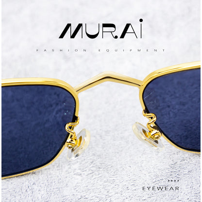MURAI Merek Jepang Kacamata Hitam Sunglasses Polarized Anti Silau Fashion Wanita Unisex Unisex Wanita anti radiasi high quality material Wanita Terbaru Kacamata MR7608 - 3 Gold - Blue lenses
