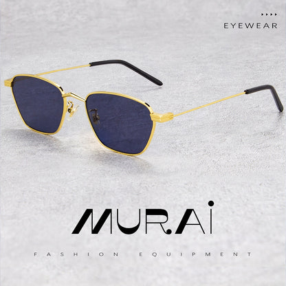 MURAI Merek Jepang Kacamata Hitam Sunglasses Polarized Anti Silau Fashion Wanita Unisex Unisex Wanita anti radiasi high quality material Wanita Terbaru Kacamata MR7608 - 3 Gold - Blue lenses