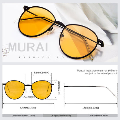 MURAI Merek Jepang Kacamata Hitam Unisex Wanita anti radiasi high quality material Wanita Aviation HD Polarized Anti Silau Cahaya Matahari Wanita Terbaru Kacamata Ringan Nyaman Seharian MR7609 - 2 Yellow（night Visio）kacamata yang pakai di malam