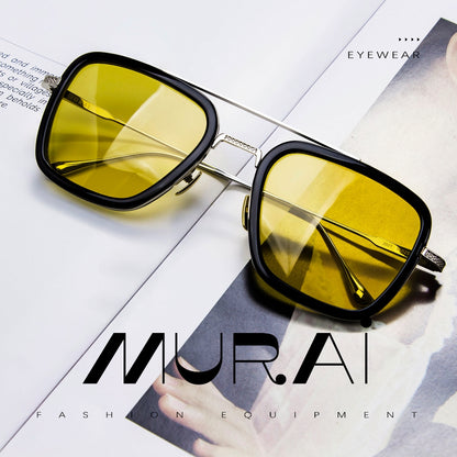 MURAI Merek Jepang Kacamata Hitam Photochromic sunglasses Polarized Anti Silau Fashion Pria Wanita UnisexUnisex Pria anti radiasi high quality material Square Fram Sunglasses Kacamata Hitam Pria Terbaru – Fashion Mewah 3501 - 5 Yellow photochromic