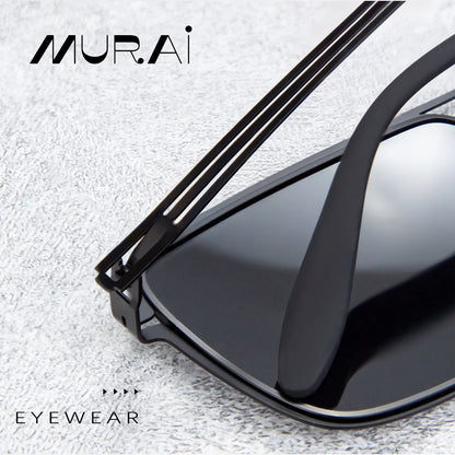 MURAI Merek Jepang Kacamata Hitam Sunglasses Polarized Anti Silau Fashion Retro Pria Wanita Unisex Directional black sunglasses anti radiasi high quality material Square frame Terbaru – Fashion Mewah 5024 - M03 Black