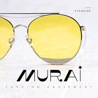 MURAI Merek Jepang Kacamata Hitam Anti Silau Sunglasses Pria Wanita Terbaru – Fashion Mewah Anti Silau Fashion Pria Wanita Unisex kacamata yang pakai di malam RM7606 - 1 Yellow（night Visio）