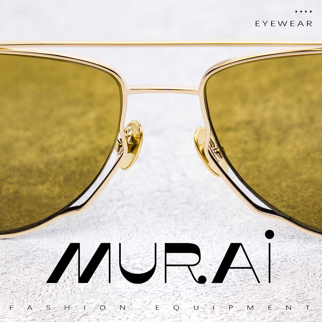 MURAI Merek Jepang Kacamata Hitam Wanita Terbaru – Fashion Mewah Aviation HD Polarized Anti Silau Cahaya Matahar Polarized Anti Silau Fashion Wanita Unisex MR7607 - 2 Gold - Brown lenses