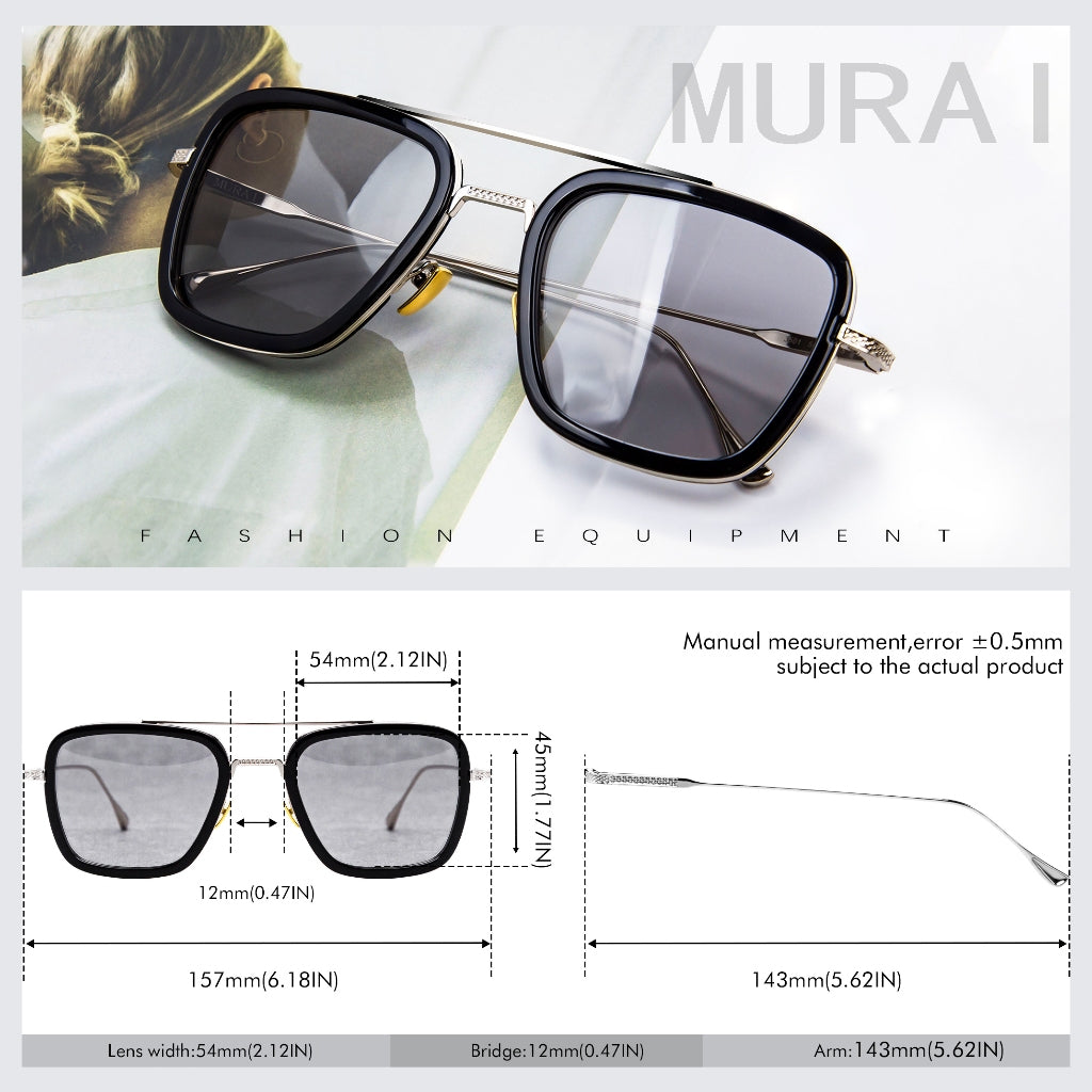 MURAI Merek Jepang Kacamata Hitam Photochromic sunglasses Polarized Anti Silau Fashion Pria Wanita UnisexUnisex Pria anti radiasi high quality material Square Fram Sunglasses Kacamata Hitam Pria Terbaru – Fashion Mewah 3501 - 4 gray(photochromic)