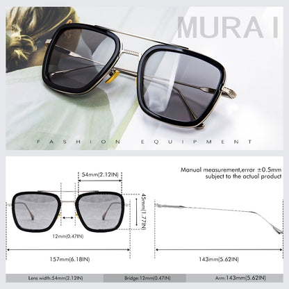MURAI Merek Jepang Kacamata Hitam Photochromic sunglasses Polarized Anti Silau Fashion Pria Wanita UnisexUnisex Pria anti radiasi high quality material Square Fram Sunglasses Kacamata Hitam Pria Terbaru – Fashion Mewah 3501 - 4 gray(photochromic)