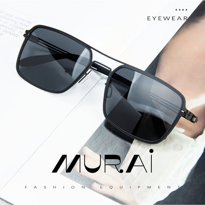 MURAI Merek Jepang Kacamata Hitam Sunglasses Polarized Anti Silau Fashion Retro Pria Wanita Unisex Directional black sunglasses anti radiasi high quality material Square frame Terbaru – Fashion Mewah 5024 - M03 Black