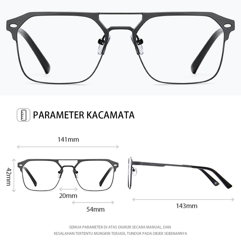 MURAI Merek Jepang Antiradiasi Blueray Free 2 Clip on Polarized Kotak Pria Frame Kacamata Bisa Minus 7041 - 2 Gun color