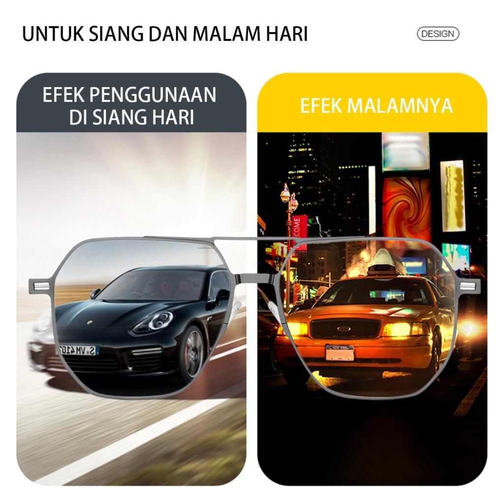 MURAI Merek Jepang Antiradiasi Blueray Free 2 Clip on Polarized Kotak Pria Frame Kacamata Bisa Minus 7701 - 1 Black - Gold colour