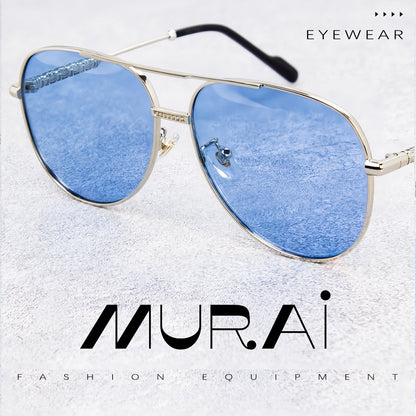 MURAI Merek Jepang Kacamata Hitam Pria Wanita Aviation HD Polarized Anti Silau Cahaya Matahari Aviators Kacamata Hitam Pria Wanita Terbaru – Fashion Mewah MR7602 - 2 Light Blue