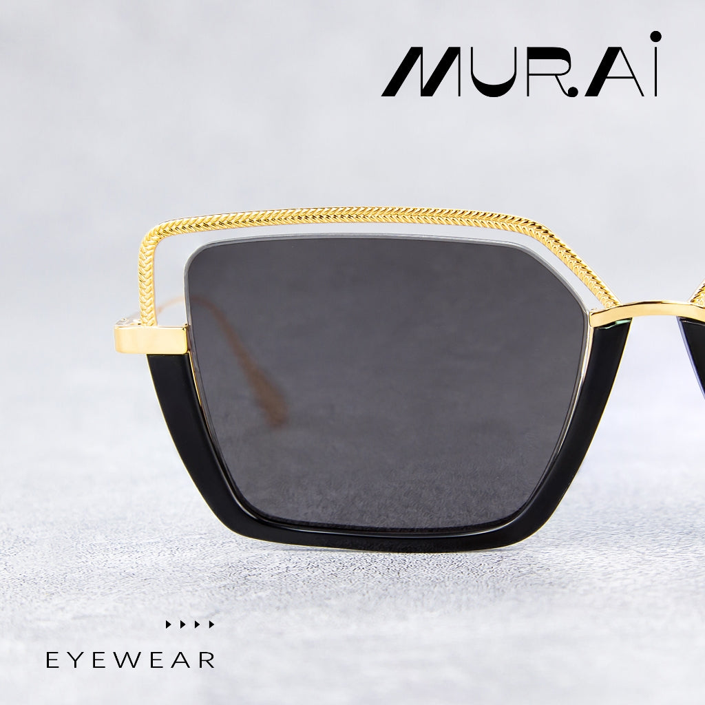 MURAI Merek Jepang Kacamata Hitam Wanita Terbaru Kacamata Wanita Aviation HD Polarized Anti Silau Cahaya Matahari MR7604 - 1 Black