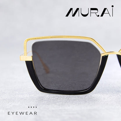 MURAI Merek Jepang Kacamata Hitam Wanita Terbaru Kacamata Wanita Aviation HD Polarized Anti Silau Cahaya Matahari MR7604 - 1 Black