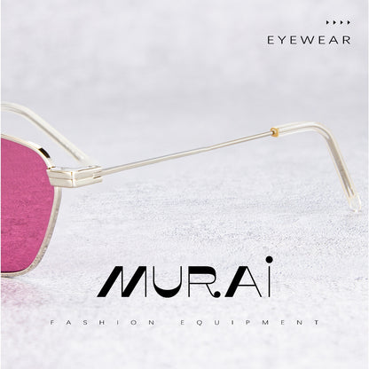 MURAI Japanese Brand Sunglasses Polarized Anti-Glare Fashion Women Unisex Unisex Women Anti-radiation High Quality Material Women Latest Glasses MR7608 - 1 Silver - Red Lenses