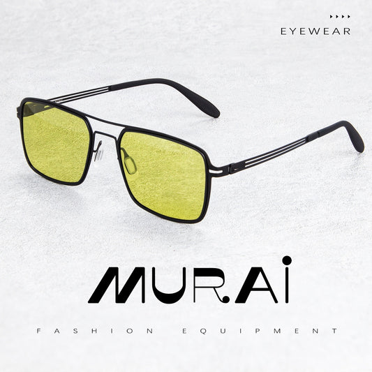 MURAI Merek Jepang Kacamata Hitam Sunglasses Pria Wanita Aviation HD Polarized Anti Silau Cahaya Matahari Ringan Nyaman Seharian kacamata yang pakai di malam lTerbaru – Fashion Mewah 5024 - M02 Yellow（night Visio）
