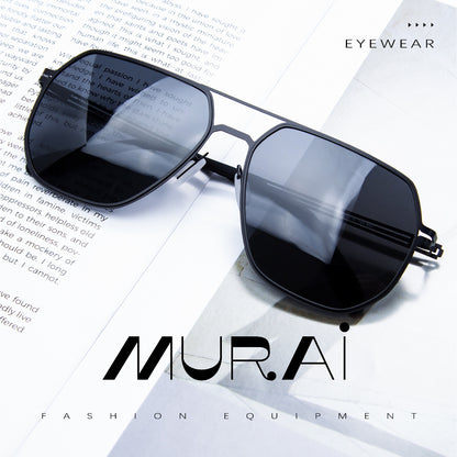 MURAI Merek Jepang Kacamata Hitam Sunglasses Polarized Anti Silau Fashion Pria Wanita Unisex Directional black sunglasses anti radiasi high quality material Terbaru – Fashion Mewah 5007 - M02 Black lenses