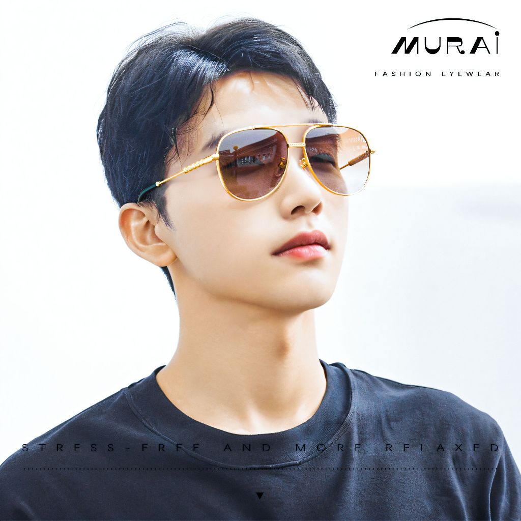 MURAI Merek Jepang Kacamata Hitam Pria Wanita Aviation HD Polarized Anti Silau Cahaya Matahari Aviators Kacamata Hitam Pria Wanita Terbaru – Fashion Mewah MR7602 - 3 Brown