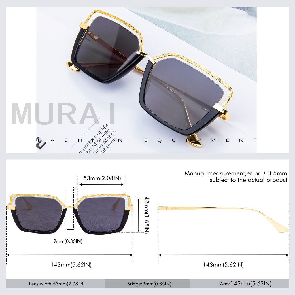 MURAI Merek Jepang Kacamata Hitam Wanita Terbaru Kacamata Wanita Aviation HD Polarized Anti Silau Cahaya Matahari MR7604 - 1 Black