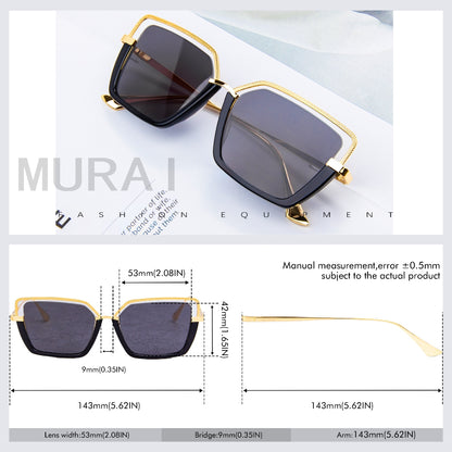 MURAI Merek Jepang Kacamata Hitam Wanita Terbaru Kacamata Wanita Aviation HD Polarized Anti Silau Cahaya Matahari MR7604 - 1 Black