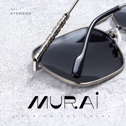 MURAI Merek Jepang Kacamata Hitam Aviator Sunglasses Unisex Polarized Driving Classic Shades - Protection with Accessories MR7601 - 1 Gunmetal Frame