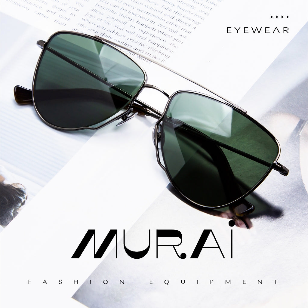 MURAI Merek Jepang Kacamata Hitam Wanita Terbaru – Fashion Mewah Aviation HD Polarized Anti Silau Cahaya Matahar Polarized Anti Silau Fashion Wanita Unisex MR7607 - 3 Gunmetal Frame