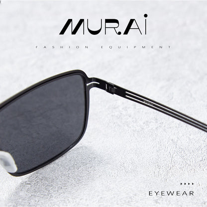 MURAI Merek Jepang Kacamata Hitam Sunglasses Polarized Anti Silau Fashion Retro Pria Wanita Unisex Directional black sunglasses anti radiasi high quality material Square frame Terbaru – Fashion Mewah 5024 - M03 Black