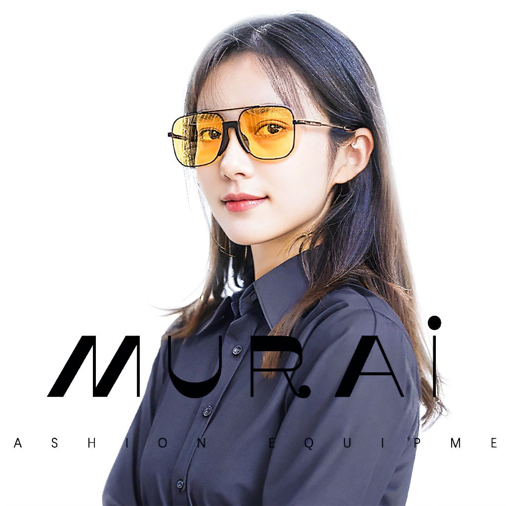 MURAI Merek Jepang Kacamata Hitam Rectangular Polarized Aviator Sunglasses Unisex Retro Pilot Shades Driving Protection Yellow (night Vision) kacamata yang pakai di malam MR3177 - 3