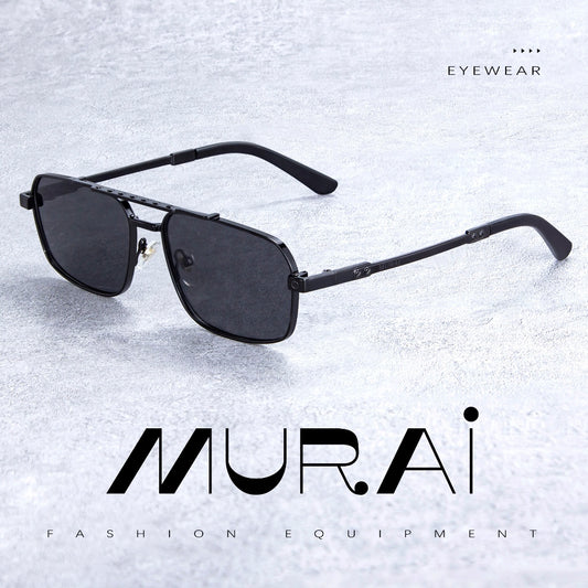 MURAI Merek Jepang Kacamata Hitam Polarized Anti Silau Fashion Pria Wanita Unisex SQUARE FRAME Kacamata Hitam Pria Wanita Terbaru – Fashion Mewah MR7605 - 1 Black