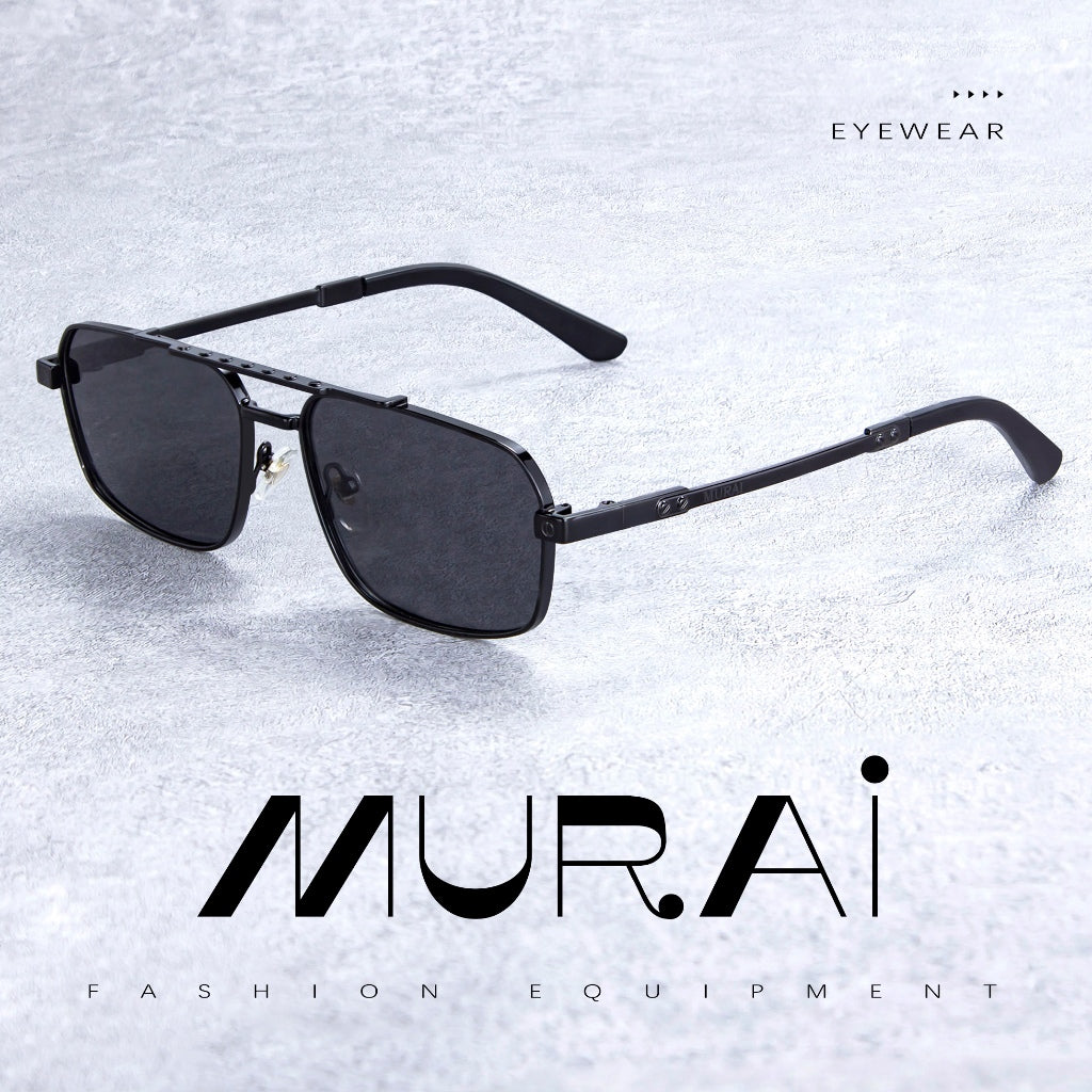 MURAI Merek Jepang Kacamata Hitam Polarized Anti Silau Fashion Pria Wanita Unisex SQUARE FRAME Kacamata Hitam Pria Wanita Terbaru – Fashion Mewah MR7605 - 2 Silver