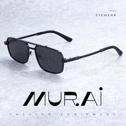 MURAI Merek Jepang Kacamata Hitam Polarized Anti Silau Fashion Pria Wanita Unisex SQUARE FRAME Kacamata Hitam Pria Wanita Terbaru – Fashion Mewah MR7605 - 4 Gun Grey night Visio kacamata yang pakai di malam
