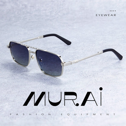MURAI Merek Jepang Kacamata Hitam Polarized Anti Silau Fashion Pria Wanita Unisex SQUARE FRAME Kacamata Hitam Pria Wanita Terbaru – Fashion Mewah MR7605 - 2 Silver