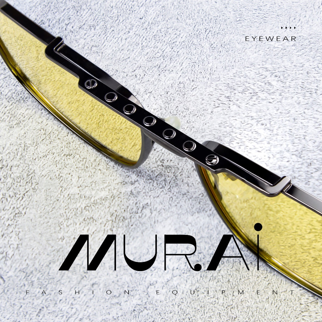 MURAI Merek Jepang Kacamata Hitam Polarized Anti Silau Fashion Pria Wanita Unisex SQUARE FRAME Kacamata Hitam Pria Wanita Terbaru – Fashion Mewah MR7605 - 4 Gun Grey night Visio kacamata yang pakai di malam