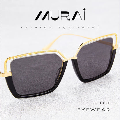 MURAI Merek Jepang Kacamata Hitam Wanita Terbaru Kacamata Wanita Aviation HD Polarized Anti Silau Cahaya Matahari MR7604 - 1 Black