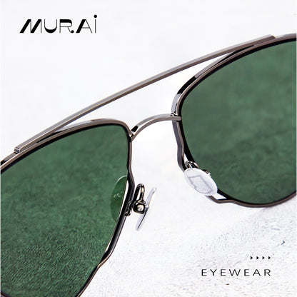 MURAI Merek Jepang Kacamata Hitam Wanita Terbaru – Fashion Mewah Aviation HD Polarized Anti Silau Cahaya Matahar Polarized Anti Silau Fashion Wanita Unisex MR7607 - 3 Gunmetal Frame