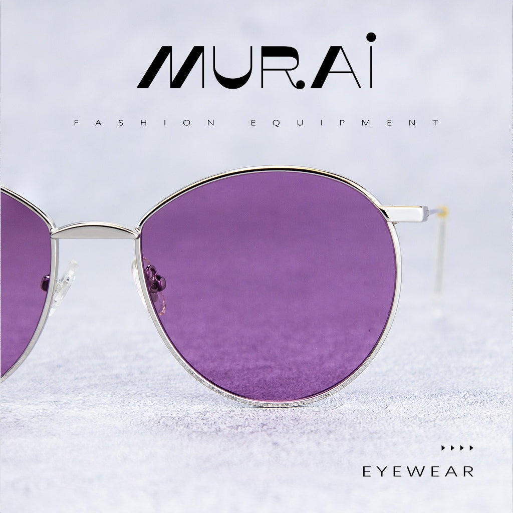 MURAI Merek Jepang Kacamata Hitam Unisex Wanita anti radiasi high quality material Wanita Aviation HD Polarized Anti Silau Cahaya Matahari Wanita Terbaru Kacamata Ringan Nyaman Seharian MR7609 - 1 Purple