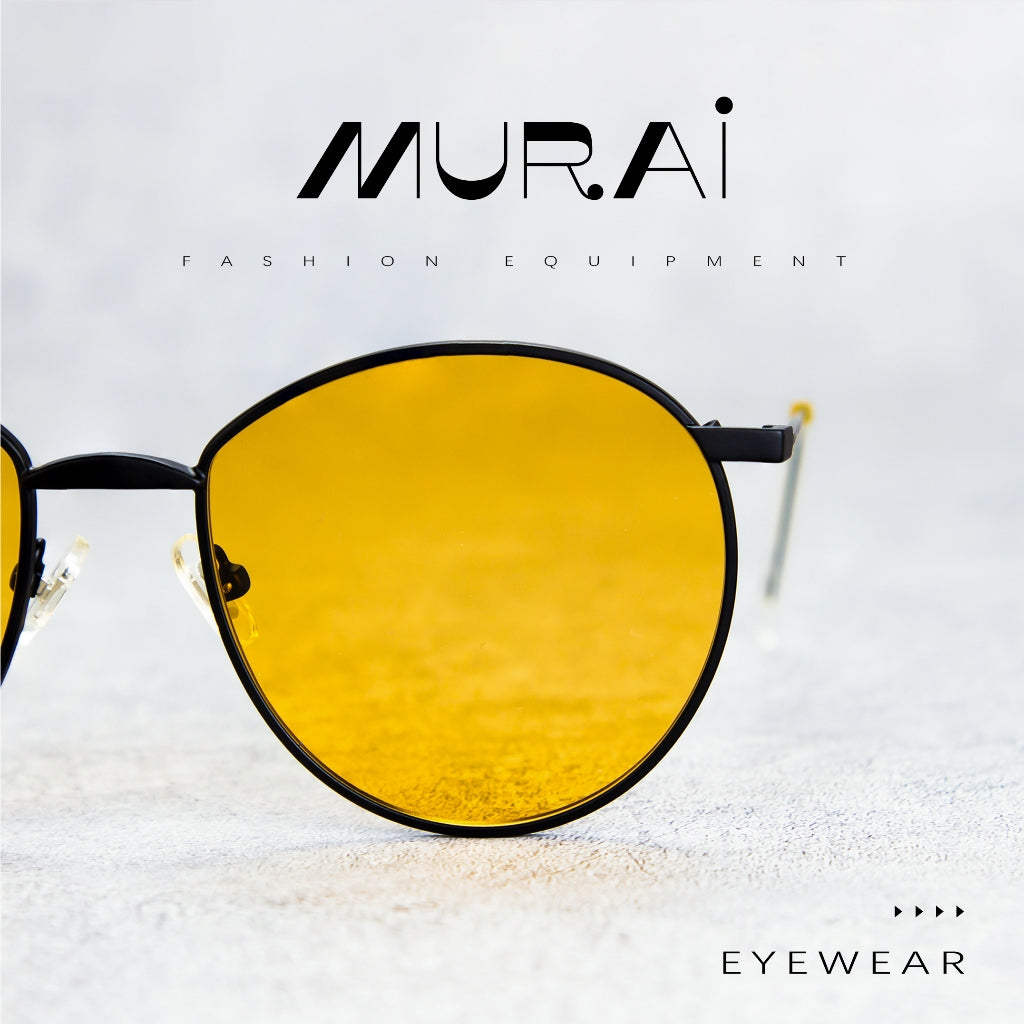 MURAI Merek Jepang Kacamata Hitam Unisex Wanita anti radiasi high quality material Wanita Aviation HD Polarized Anti Silau Cahaya Matahari Wanita Terbaru Kacamata Ringan Nyaman Seharian MR7609 - 2 Yellow（night Visio）kacamata yang pakai di malam