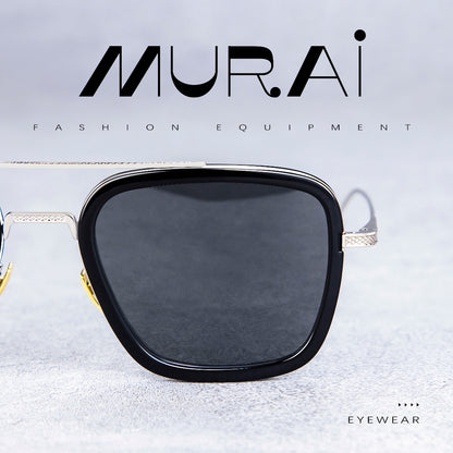 MURAI Merek Jepang Kacamata Hitam Polarized Anti Silau Fashion Pria Wanita UnisexUnisex Pria anti radiasi high quality material Square Fram Sunglasses Kacamata Hitam Pria Terbaru – Fashion Mewah 3501 - 1 Black