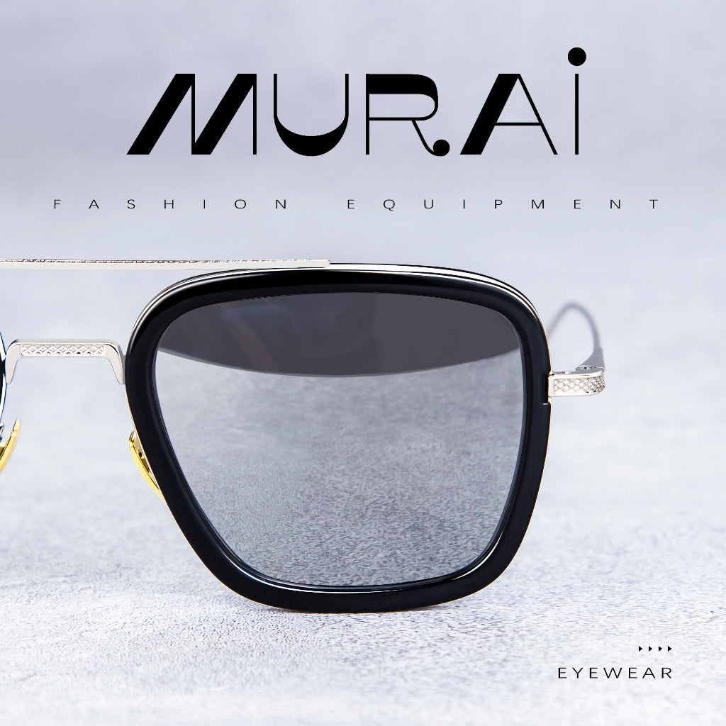 MURAI Merek Jepang Kacamata Hitam Polarized Anti Silau Fashion Pria Wanita UnisexUnisex Pria anti radiasi high quality material Square Fram Sunglasses Kacamata Hitam Pria Terbaru – Fashion Mewah 3501 - 3 Silver