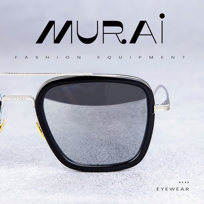 MURAI Merek Jepang Kacamata Hitam Polarized Anti Silau Fashion Pria Wanita UnisexUnisex Pria anti radiasi high quality material Square Fram Sunglasses Kacamata Hitam Pria Terbaru – Fashion Mewah 3501 - 3 Silver